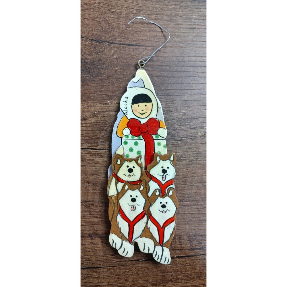 Alaska Eskimo Dogsled Vintage Tourist Resin Christmas Ornament Souvenir A6